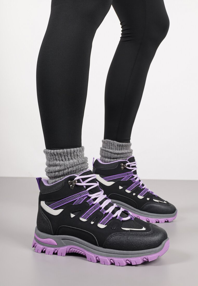 Bocanci de trekking Negru-Violet Vices cu carâmb înșiretat Afellie
