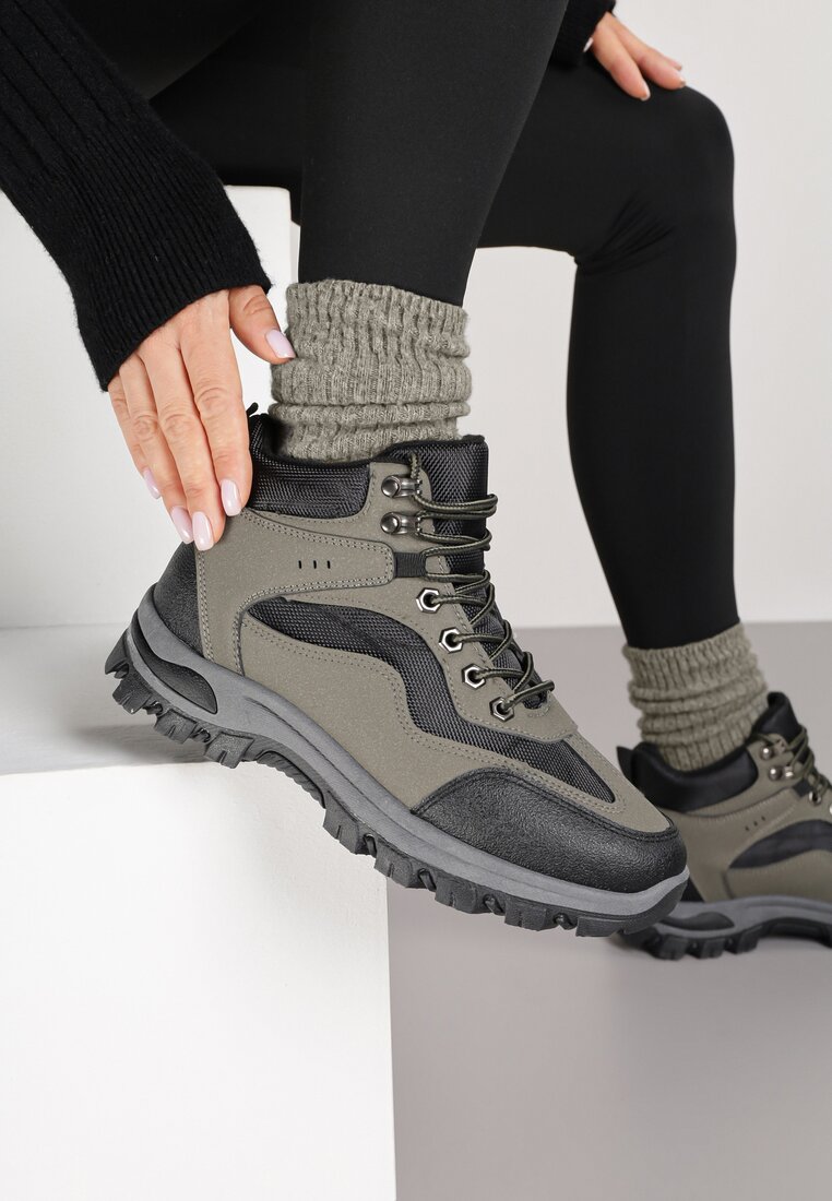 Bocanci de trekking Negru-Verde Vices Decorate cu motiv geometric Anarisse