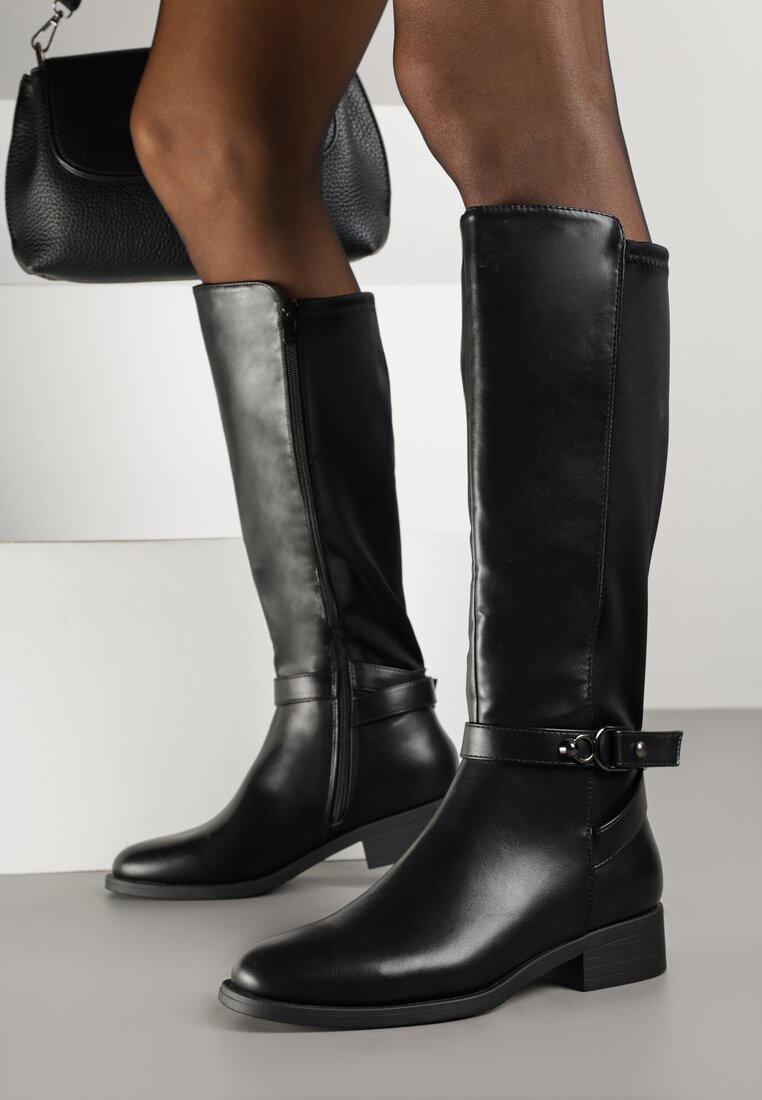 Cizme Negre stil Ofițeresc Decorate cu Catarame Otima