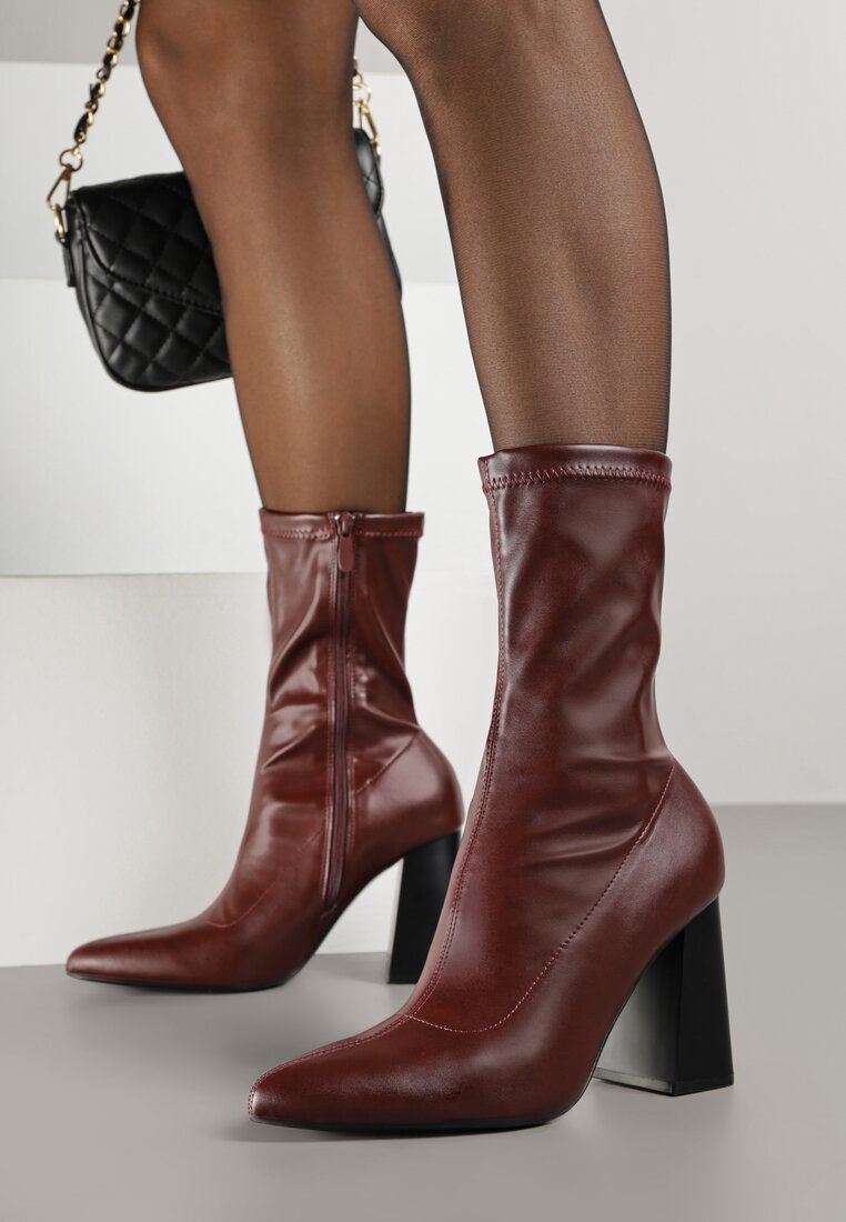 Botine mulate bordou Vices cu toc gros Nevitte