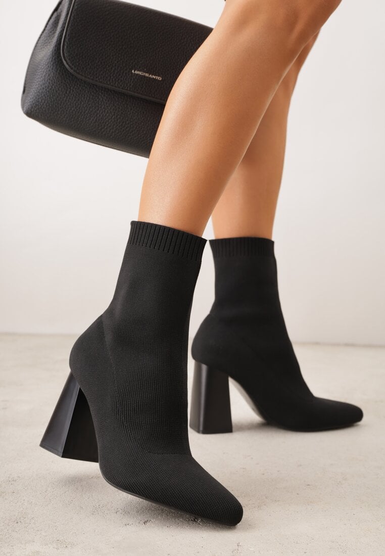 Botki Czarne Vices pe Toc cu Formă Geometrică și cu Carâmb Elastic Falessea