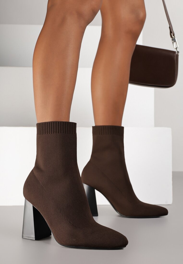 Botine Maro Vices cu toc bloc cu formă geometrică și carâmb elastic Falessea