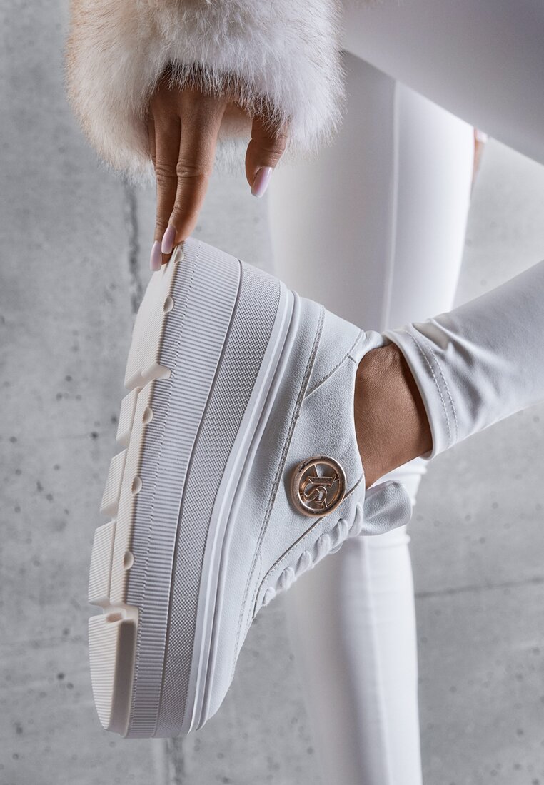 Adidași Chunky Albi Vices cu Platformă cu Detaliu Rotund Sedvira