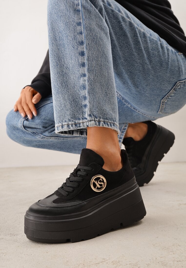 Chunky Sneakersy Vices Negri cu platformă cu detaliu rotund Sedvira