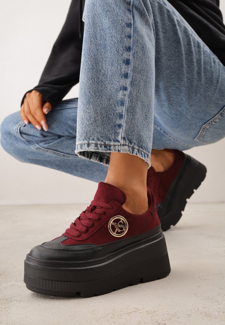 Chunky Adidași Bordo Vices pe Platformă cu Detaliu Rotund Sedvira