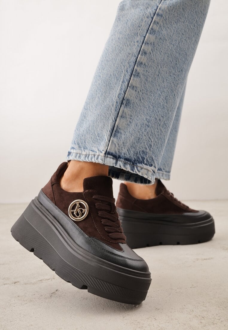 Chunky Adidași Maro Vices cu Platformă cu Detaliu Rotund Sedvira