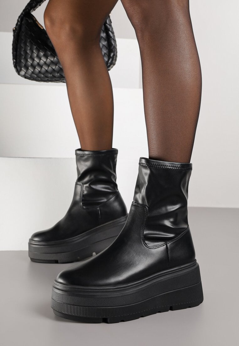 Ghete negre Vices în Stil Tech Gothic pe Platformă Niorna