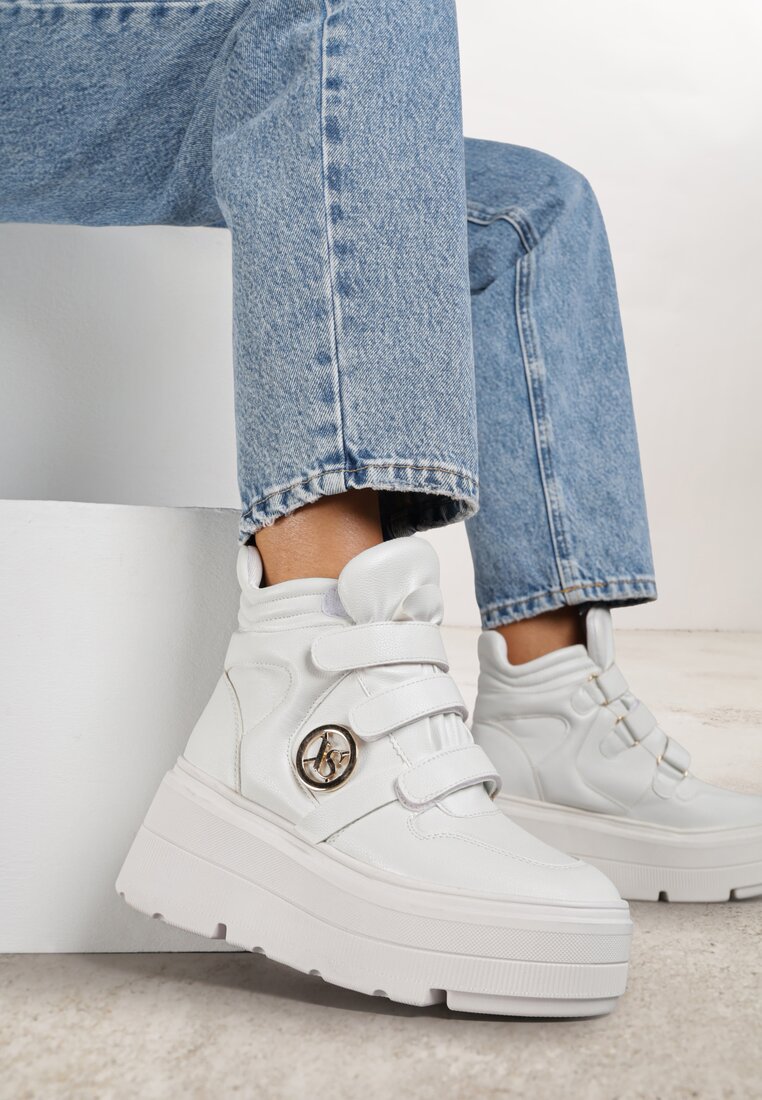 Ghete Albe Sneakers Vices cu platformă în stil Y2K Gelira