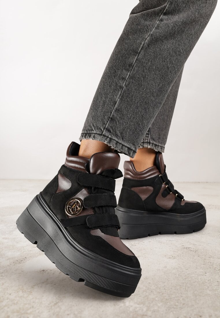 Botine adidași Negru-Maro Vices pe platformă în stil Y2K Gelira