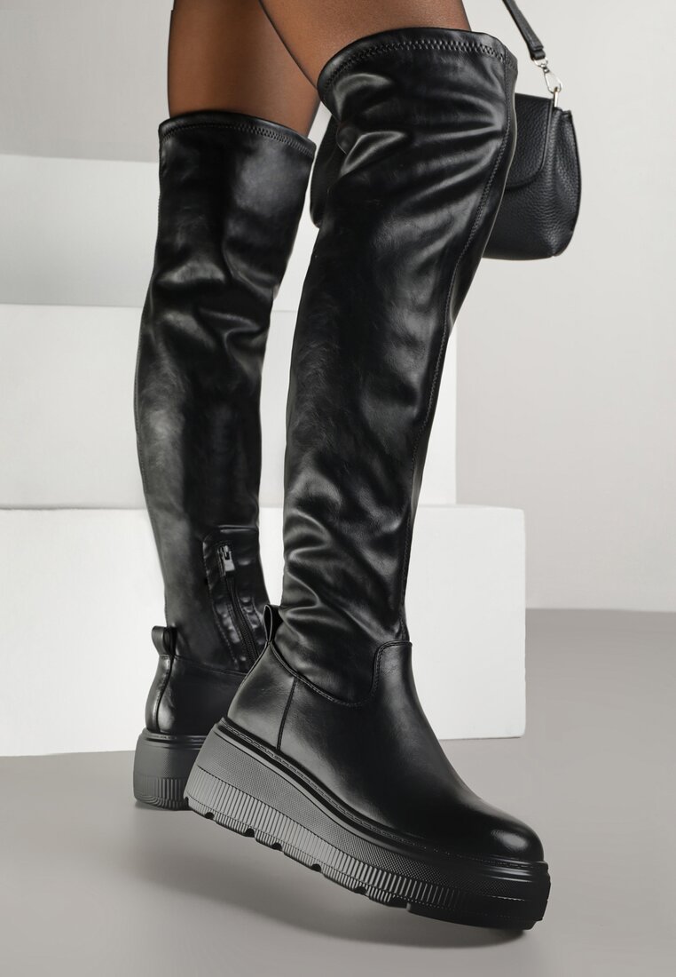 Cizme Negre cu platformă în stil Tech Gotic Anandria