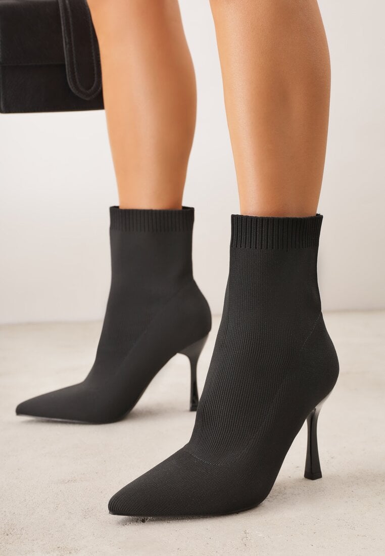 Botine Negre cu toc cui Vices cu carâmb elastic Nallafia