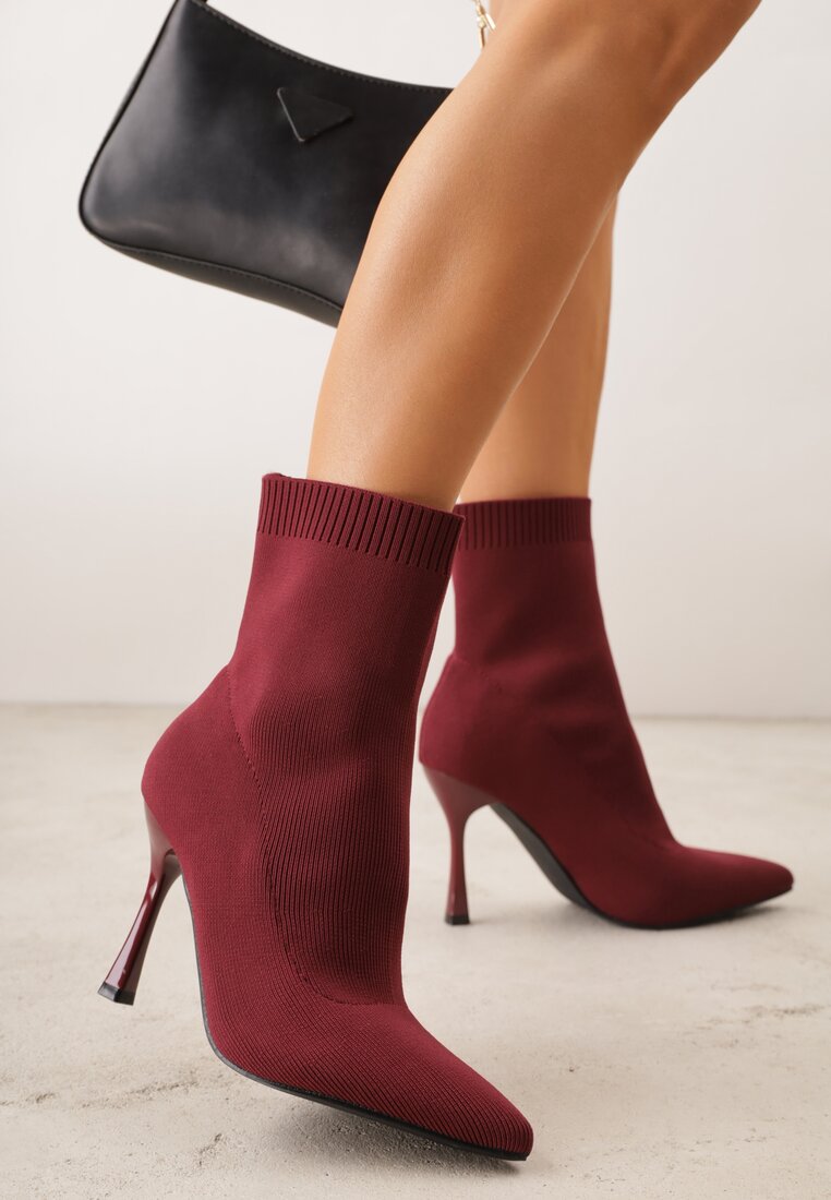 Botine Bordo cu toc cui Vices cu carâmb elastic Nallafia