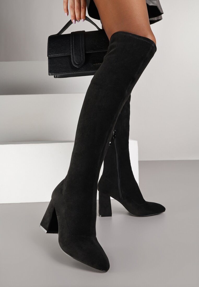 Cizme Negre Mulate Vices din Imitație de piele întoarsă cu Toc Bloc Avvie