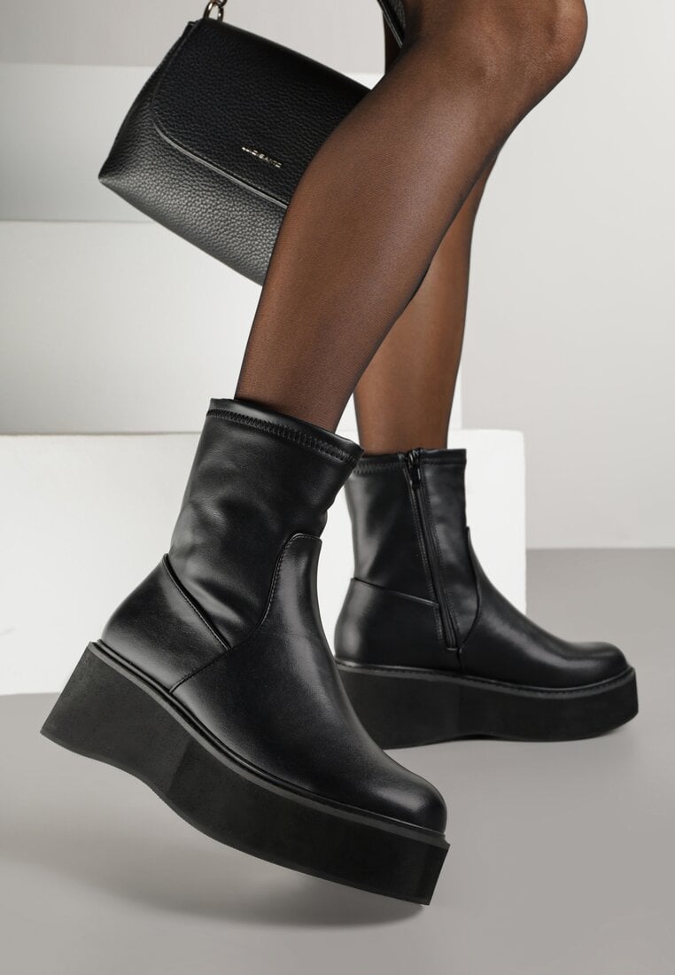 Botine Negre Vices pe Platformă în Stil Cyber Rivitte