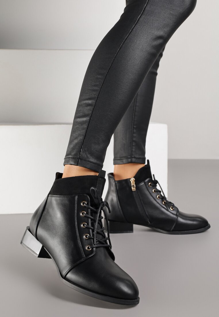 Botine Ghete Negre Vices Decorate Cu Cusături Vamine