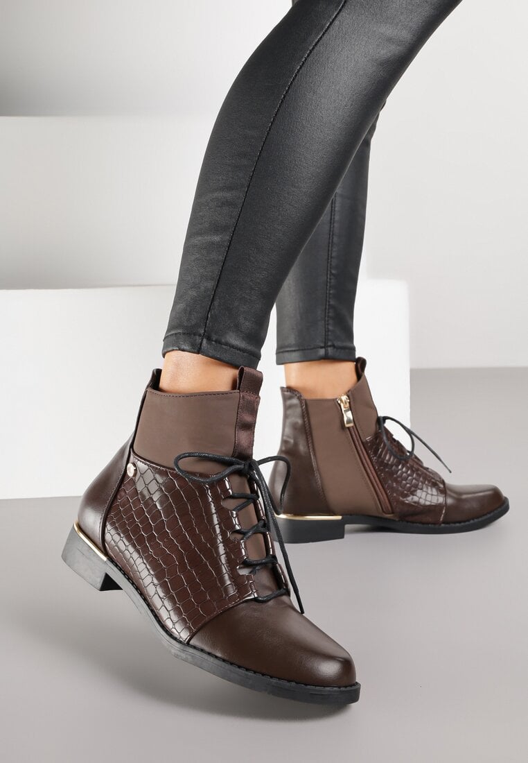 Botine Maro Vices tip Ghete cu model Piele de crocodil Alirriva