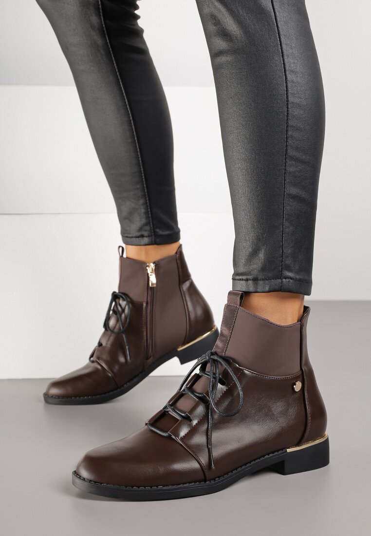 Botine Maro Vices cu carâmb șiretuit și panouri elastice Flilera