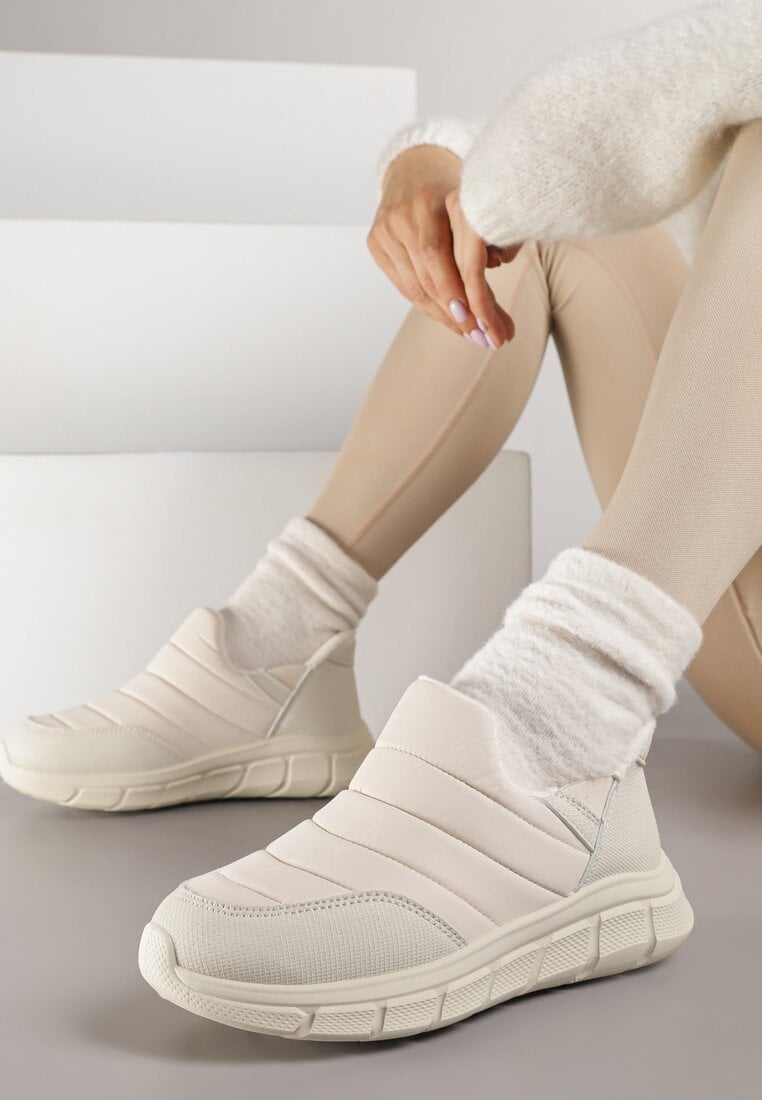 Adidași bej ghete de zăpadă cu platformă cu ștanțare și cu carâmb matlasat Vermina