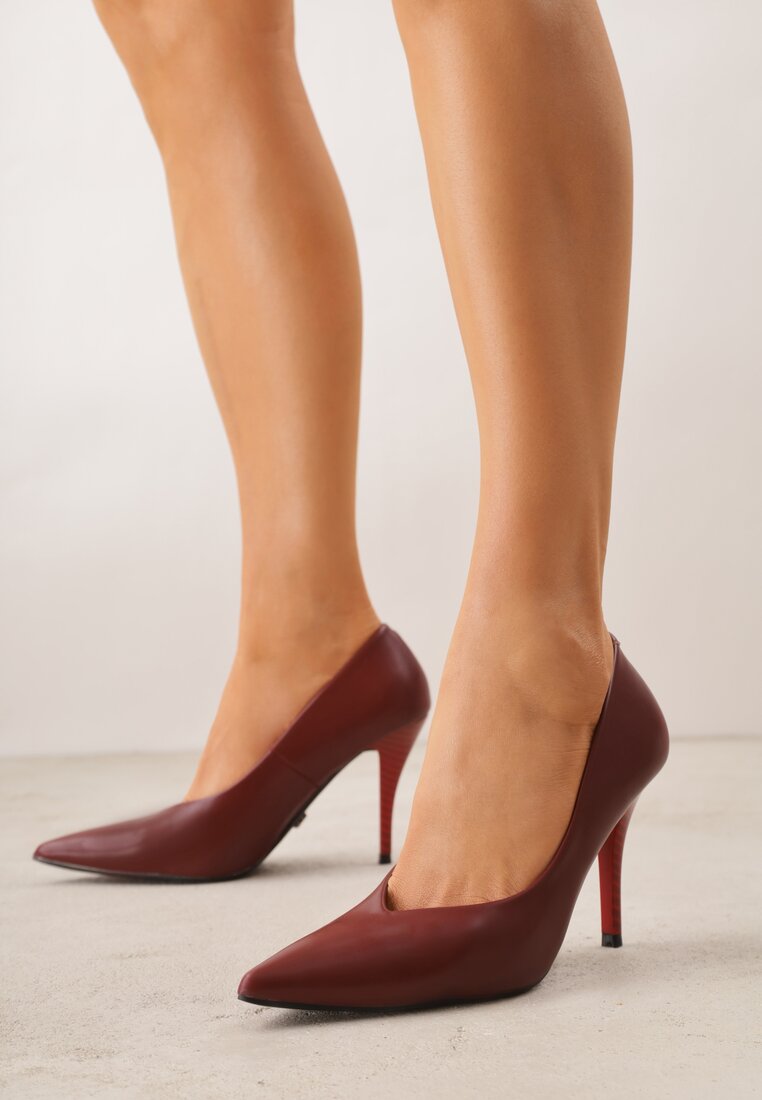 Pantofi cu toc cui Bordo Vices cu Branț din Piele Naturală Anistte