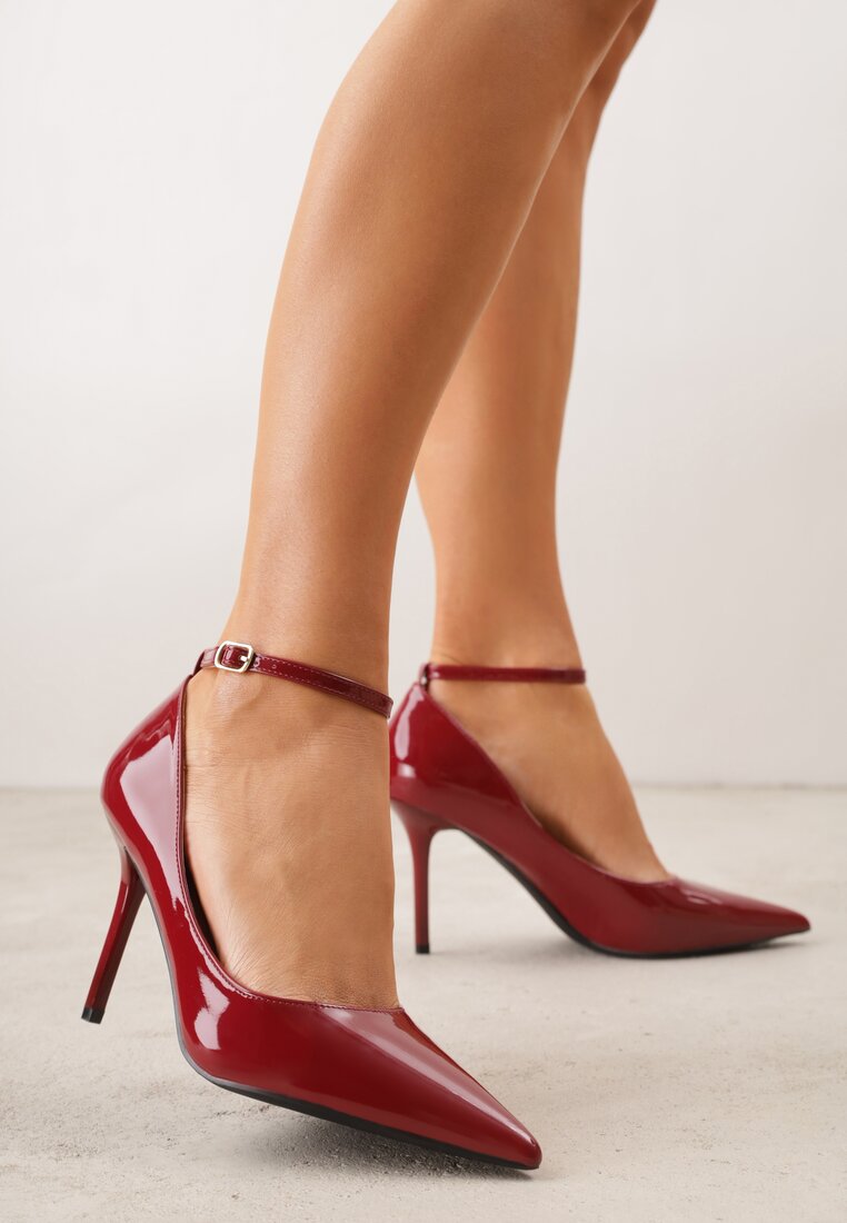 Pantofi stiletto Visinii Vices Lăcuiți cu bareta cu cataramă și branț din piele Oville