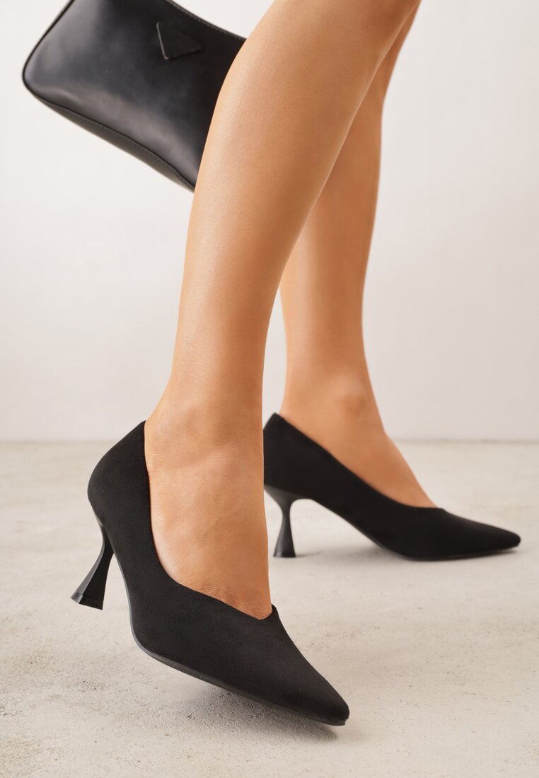 Pantofi stiletto Negre Vices cu toc tip clepsidră cu branț din piele Dedvire