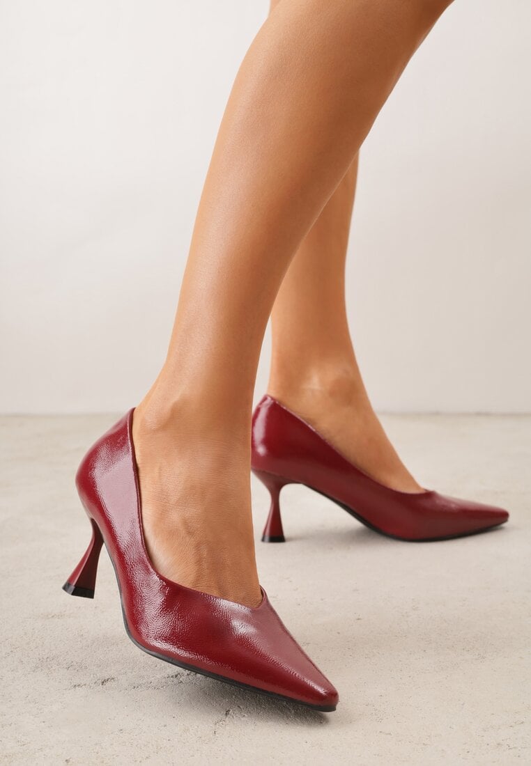 Pantofi cu toc eleganți Bordo Vices cu toc clepsidră cu branț din piele Dedvire