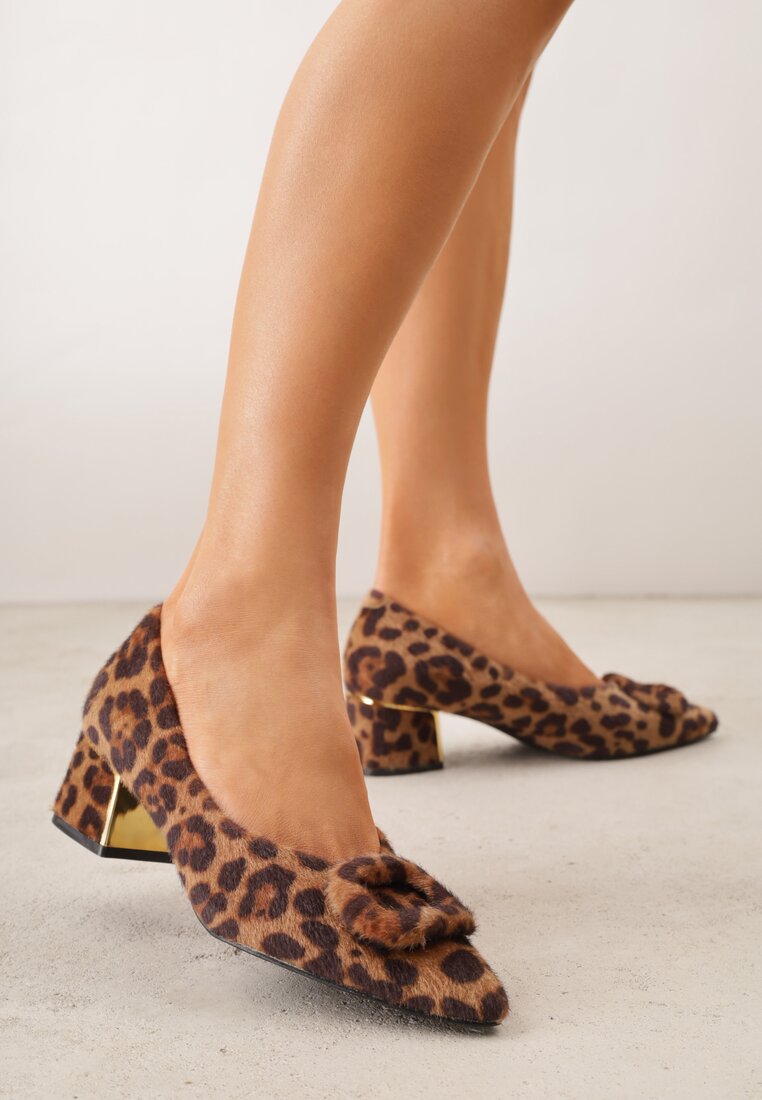 Pantofi cu toc leopard Vices pe toc bloc cu branț din piele naturală și cataramă Apanelle