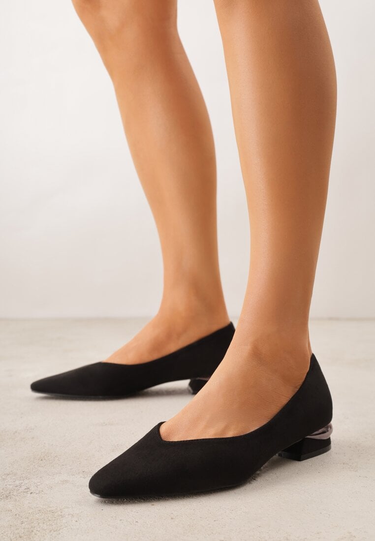 Pantofi cu toc Negre Vices cu Branț din Piele pe Toc Gros Decorativ Delvila