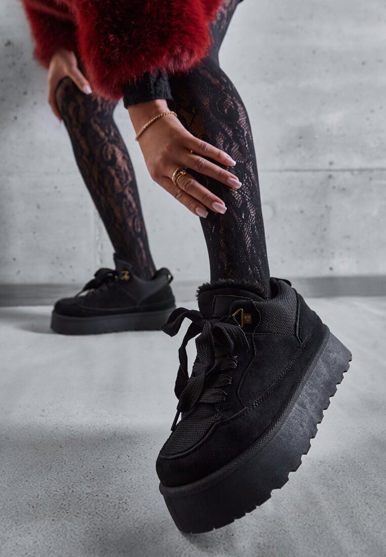 Ghete de zăpadă stil adidași Negre cu platformă Velavine