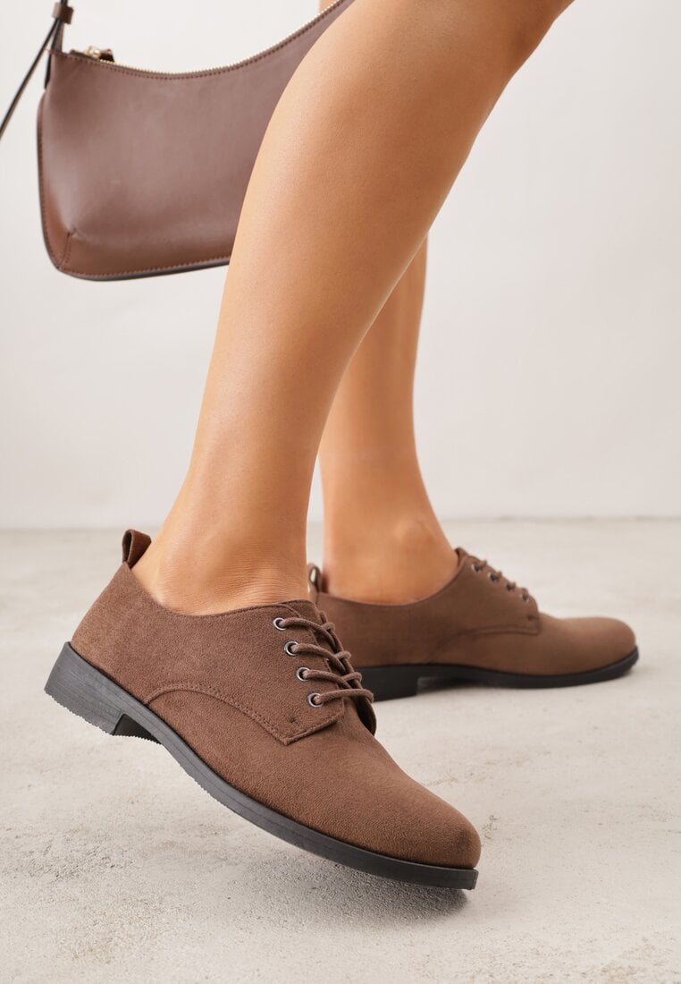 Pantofi Maro Lăcuiți Oxford Cu șireturi din piele Zatella