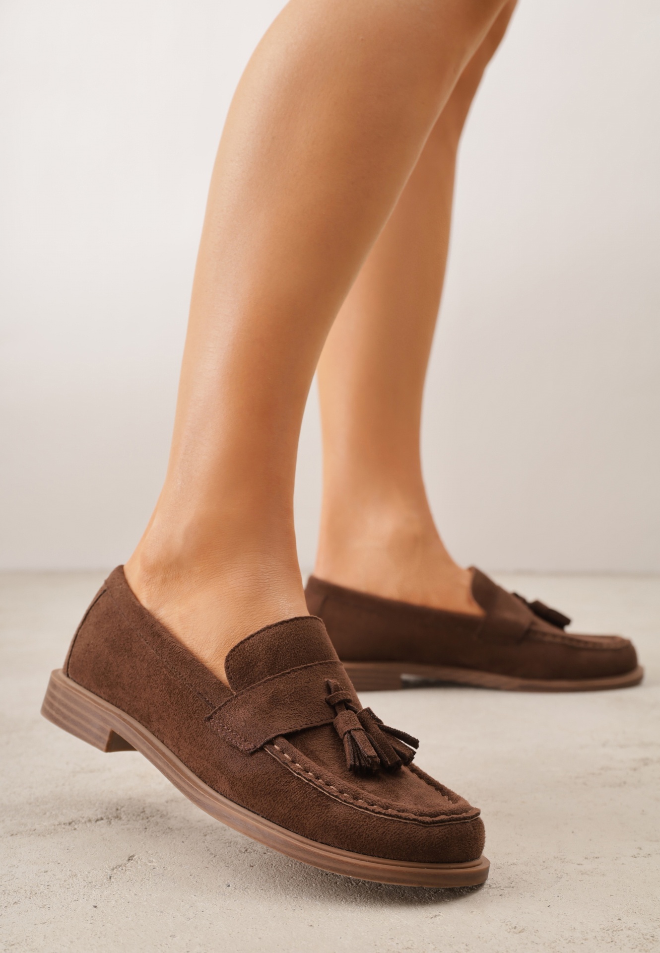 Mocasini maro închis VICES cu branț din piele naturală decorați cu ciucuri Maritune