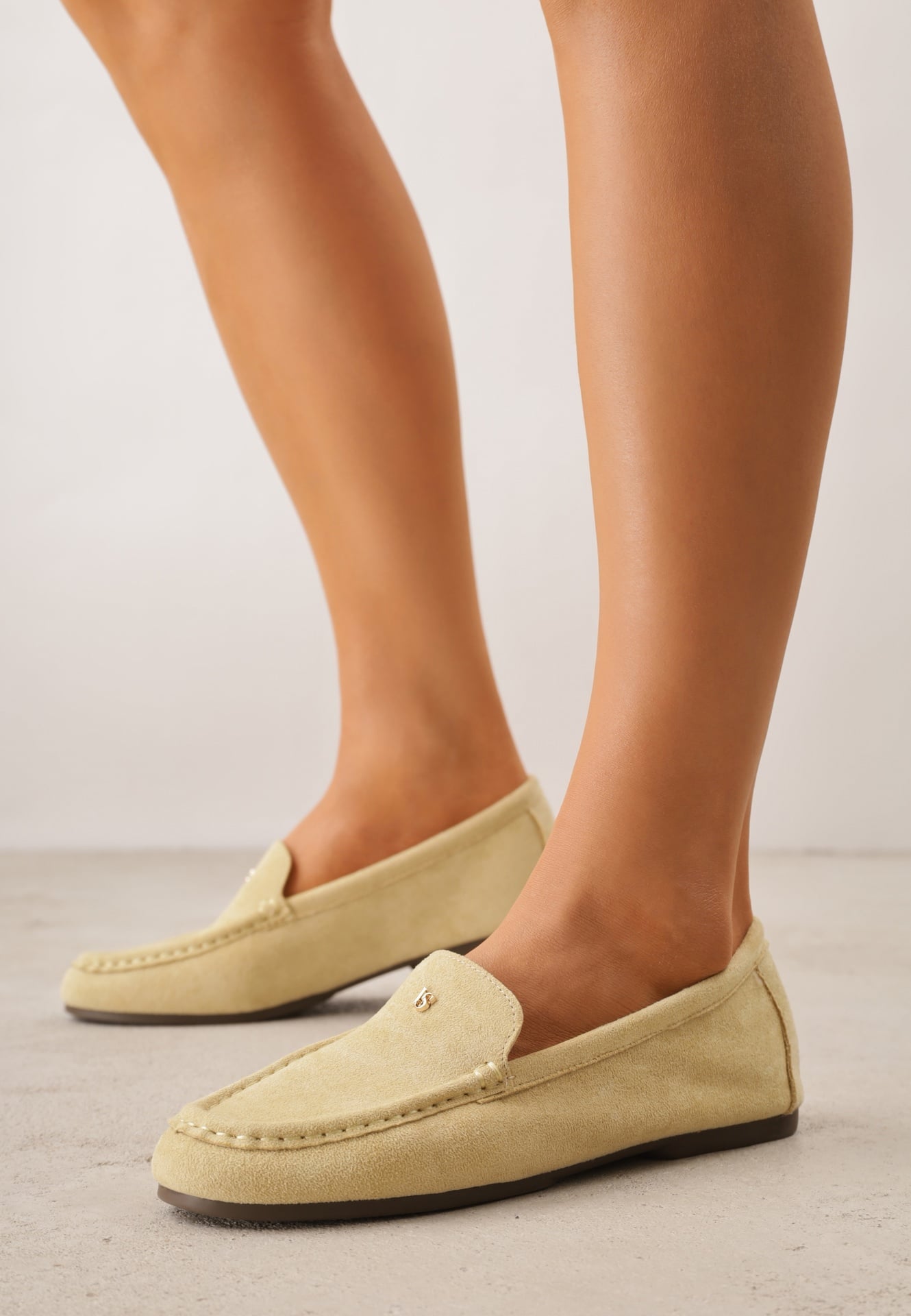 Mocasini galbeni VICES cu branț din piele naturală și element metalic Alcimene