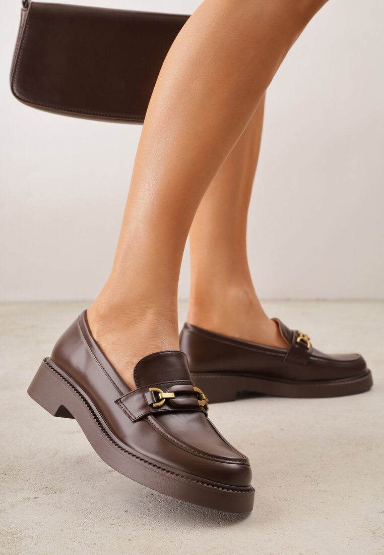 Mocasini Maro Eleganți VICES cu Aplicație și Branț din Piele Naturală Arinatta