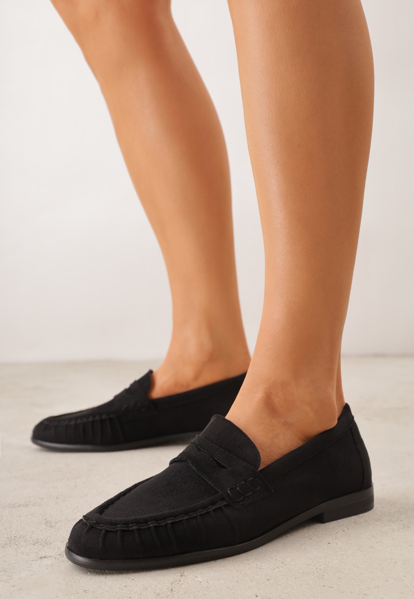 Mocasini Negri VICES cu branț din piele și încrețire la vârf Ananora