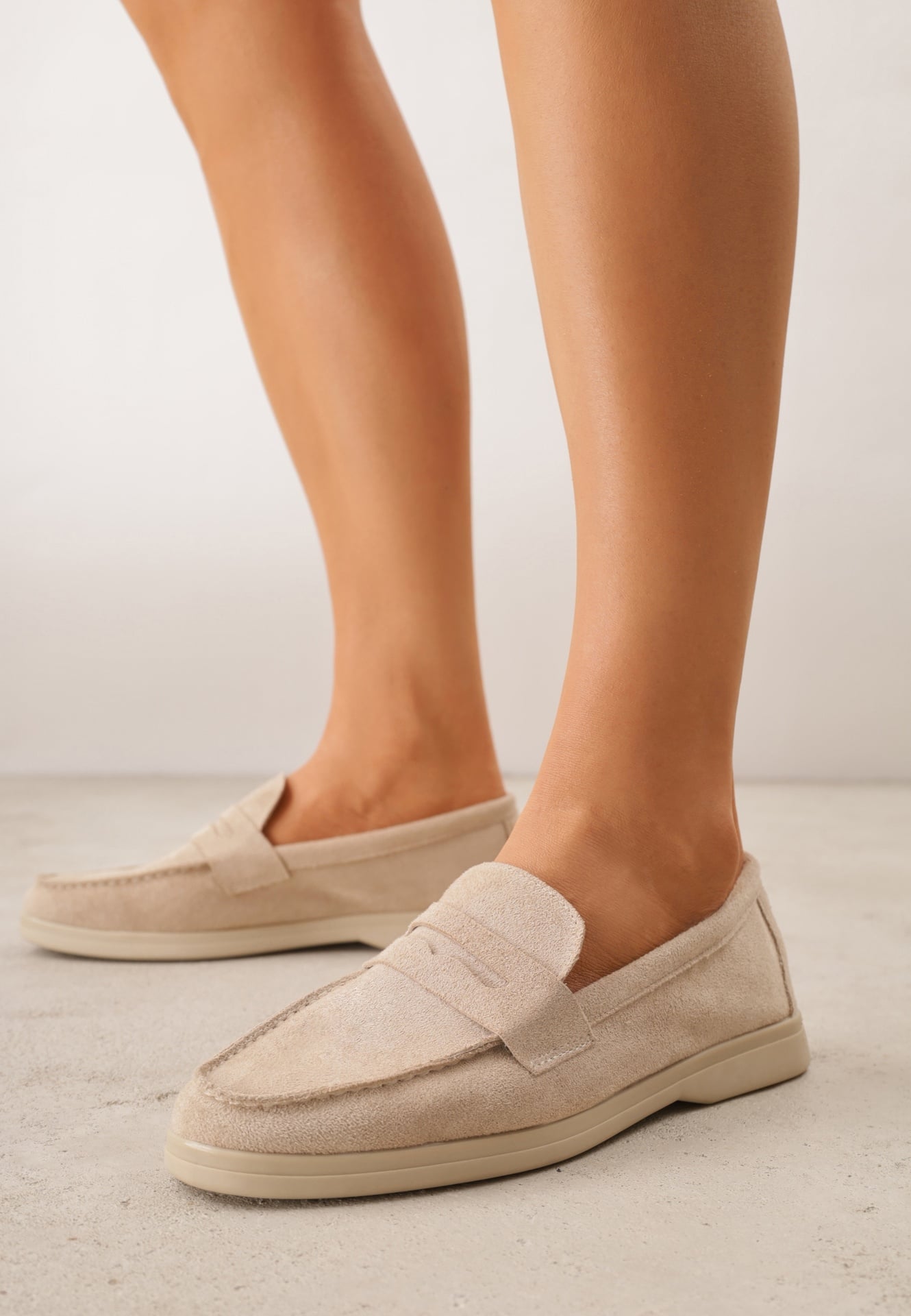 Mocasini Bej Casual VICES din imitație de piele întoarsă cu branț din piele naturală Sheiris