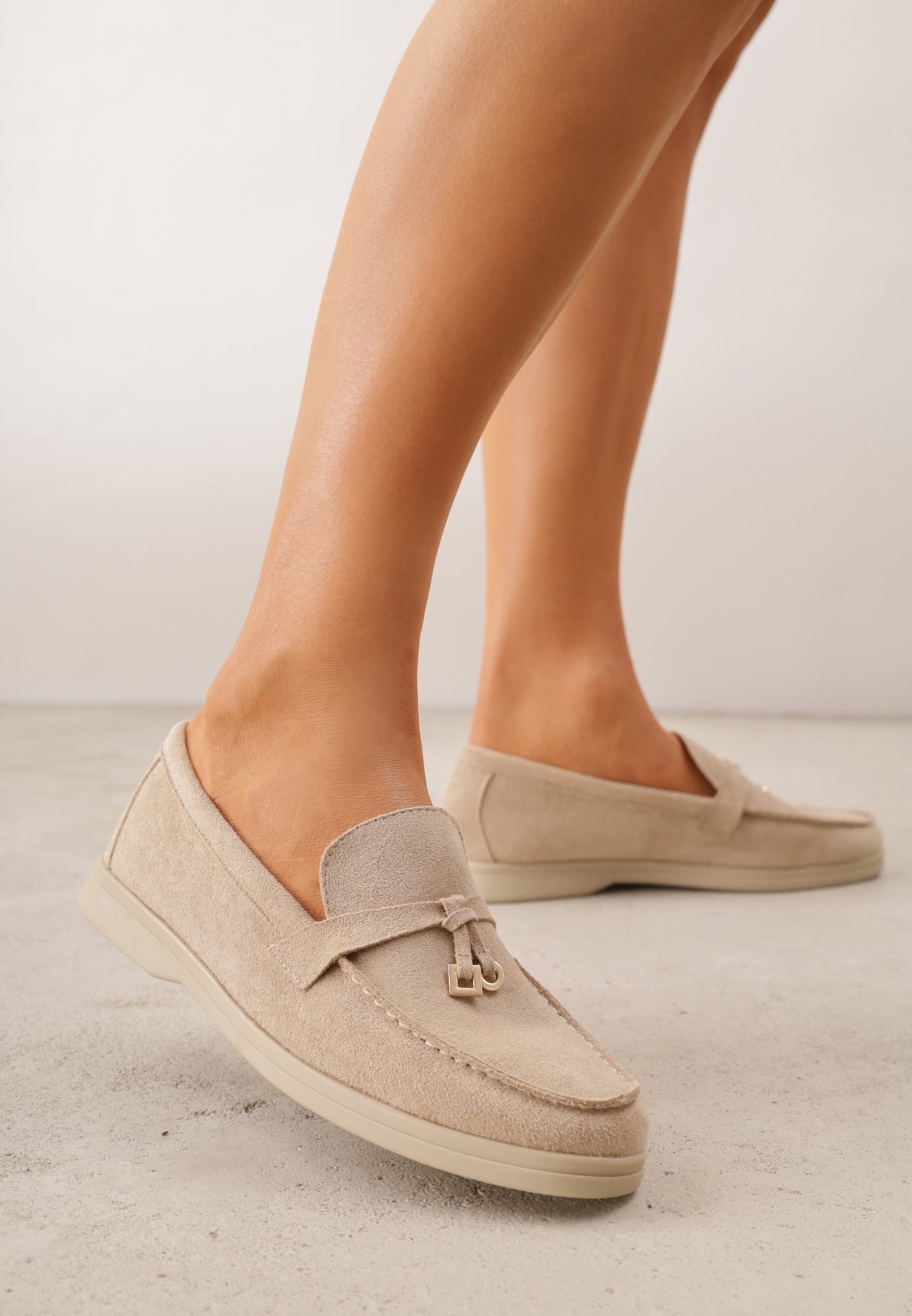 Mocasini Bej VICES Casual cu branț din piele și ornamente metalice Dinsmore