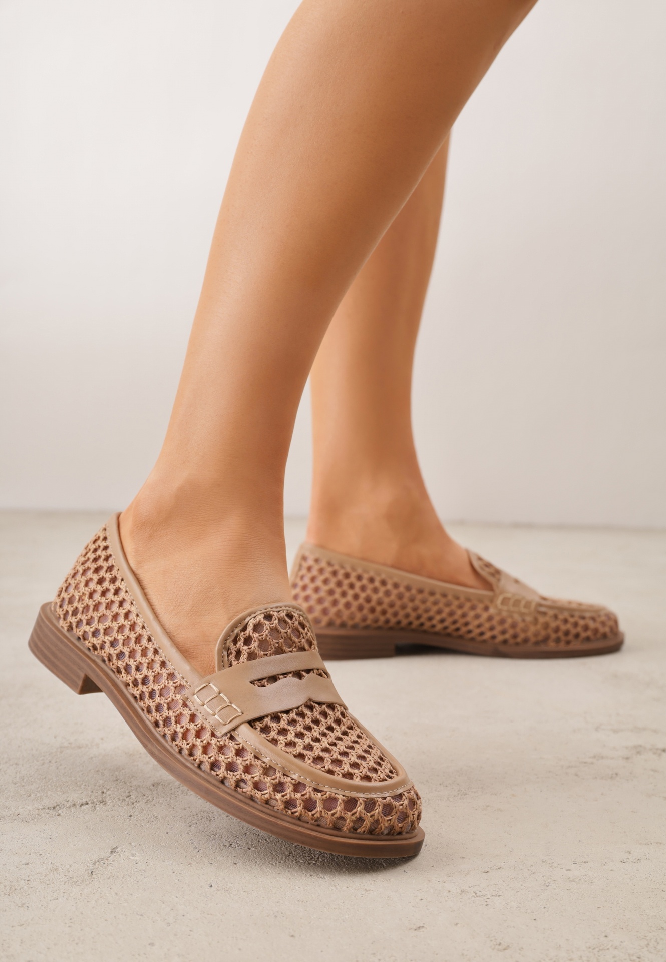 Mocasini Bej închis Din plasă VICES Decorați Cu împletitură Aridenah