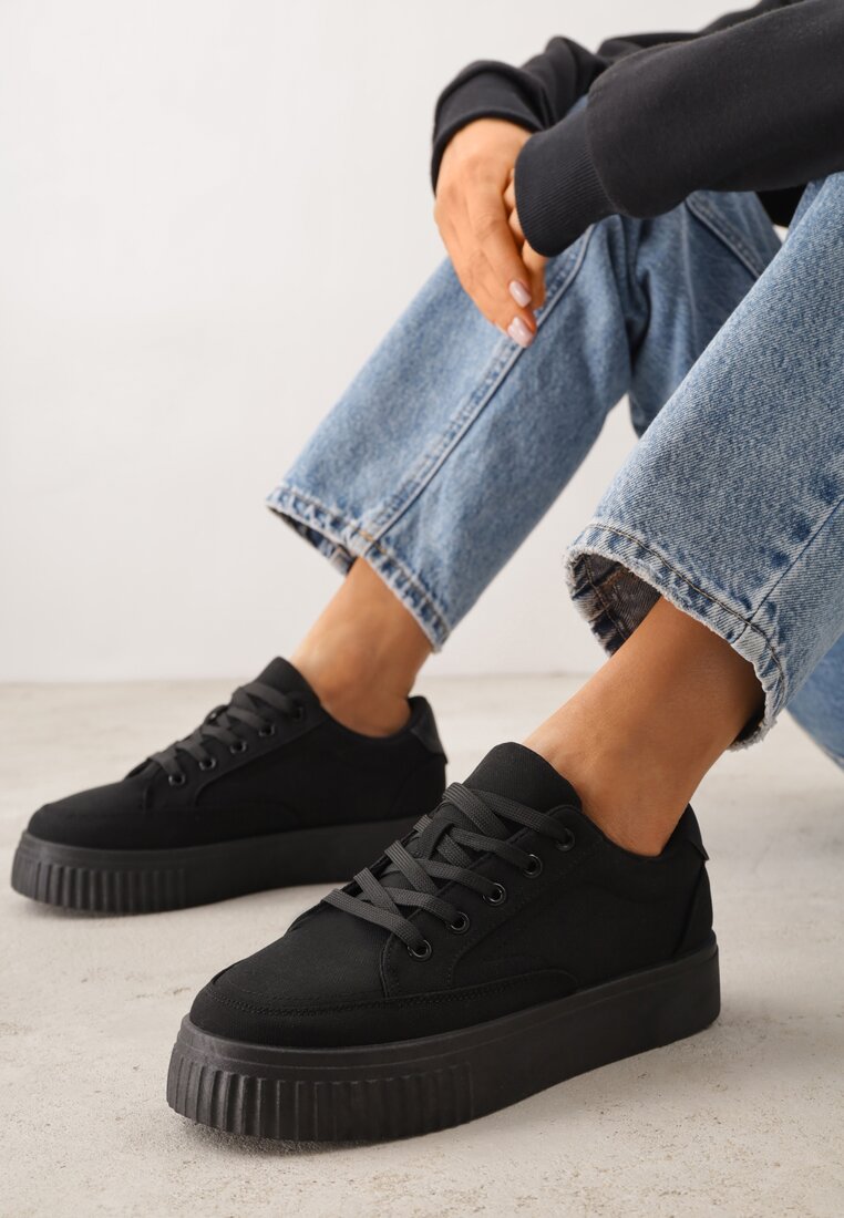 Chunky Sneakersy Negri pe Platformă Embosată Trianne