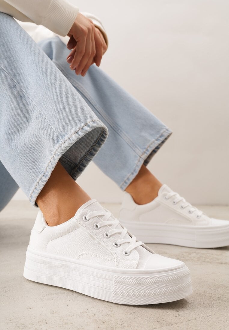 Adidași Albi cu design clasic pe platformă Opheme