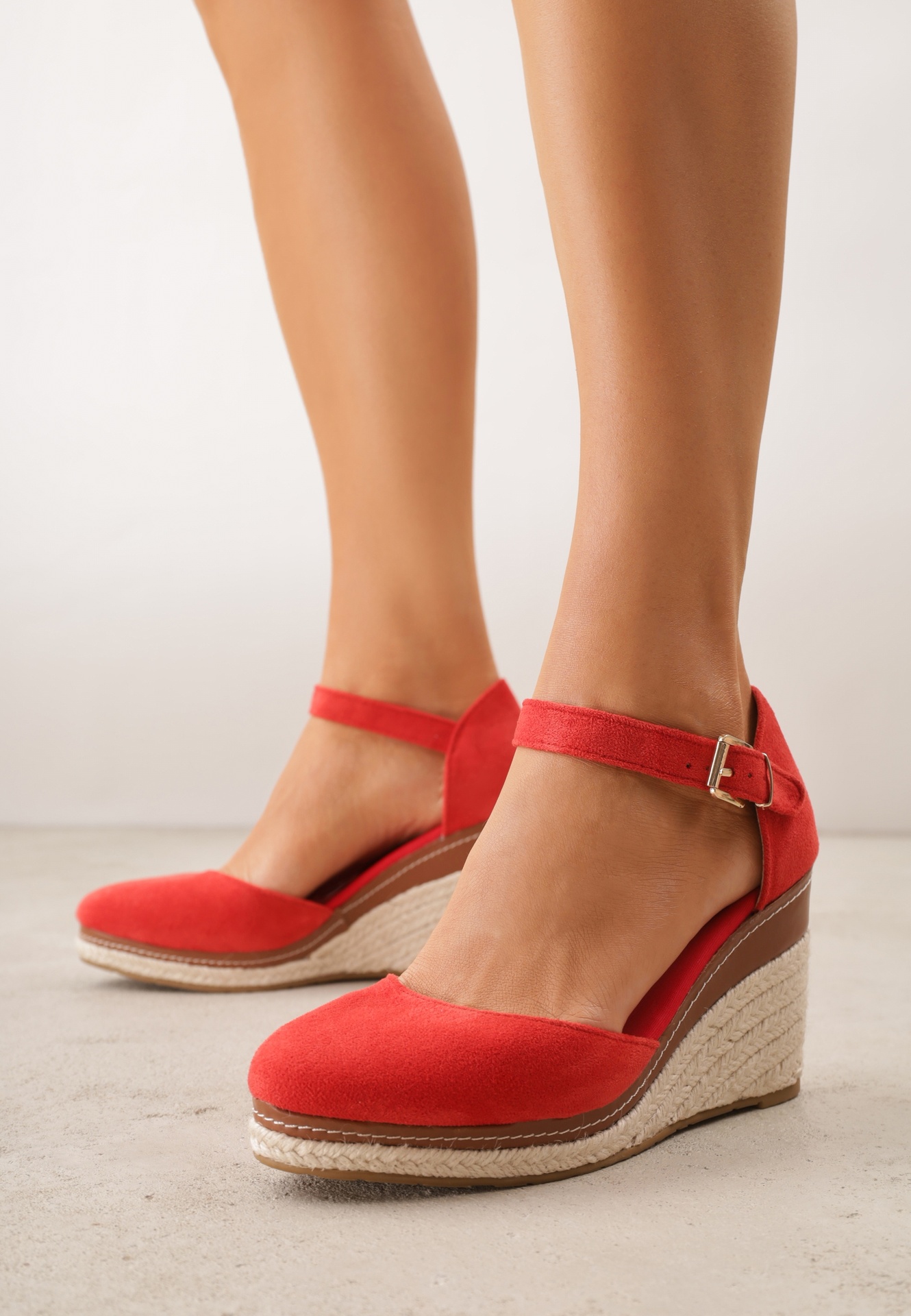 Sandale Roșii VICES cu pană împletită Laraifa