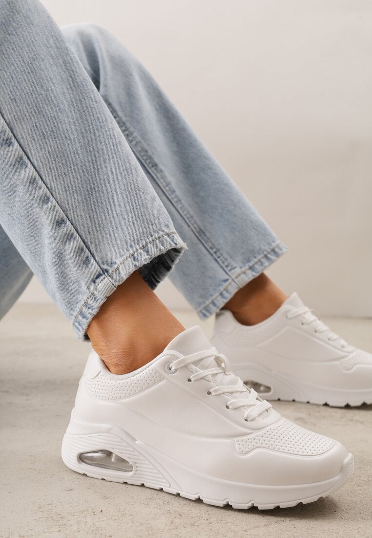 Sneakers Albe cu platformă cu inserție transparentă la talpă Riovira