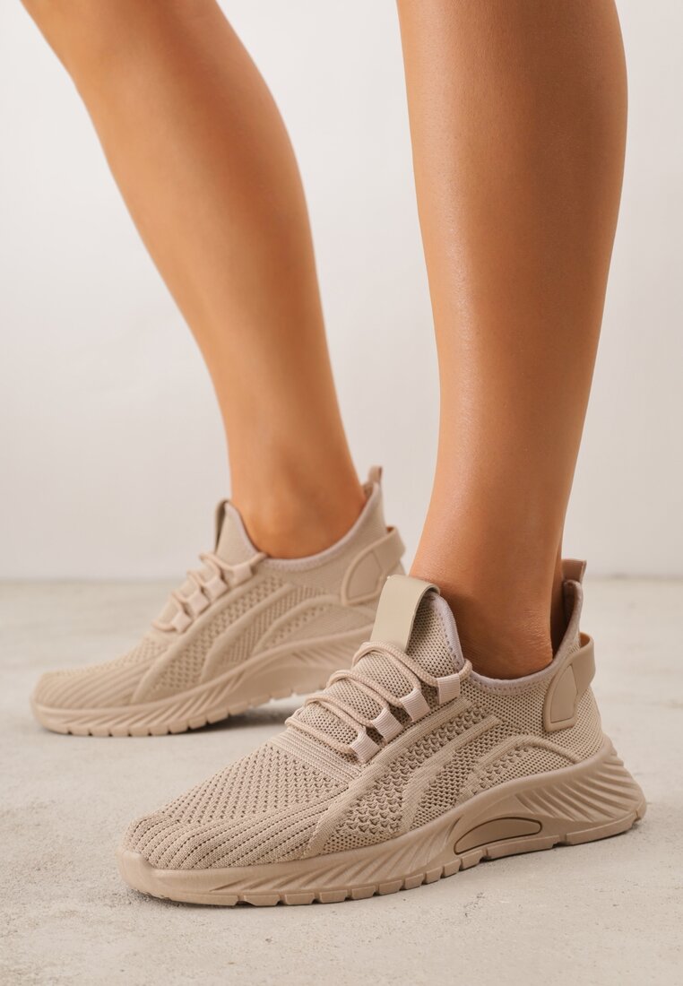 Pantofi sport Bej închis cu platformă cu șireturi Adelmarie