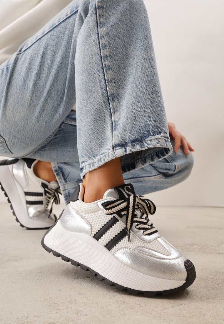 Adidași Argintii Streetwear Chunky VICES cu Platformă Ilnatea