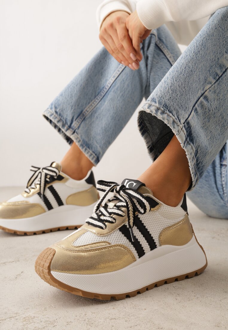 Adidași Streetwear Aurii Chunky VICES cu platformă Ilnatea