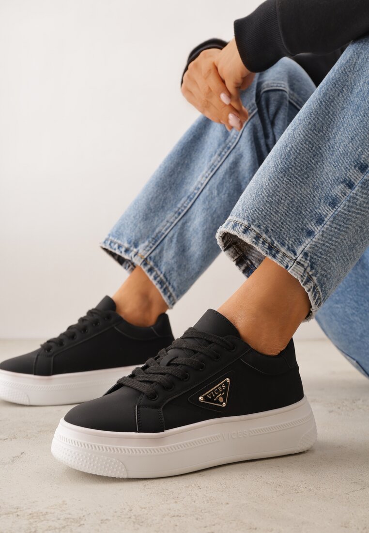 Adidași Negri Chunky VICES pe Platformă cu Ornament în formă de Stea Anatale